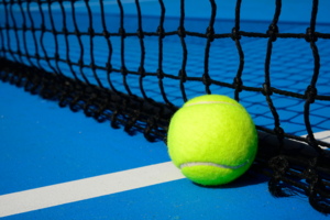 Tennis Ball And Net On Court