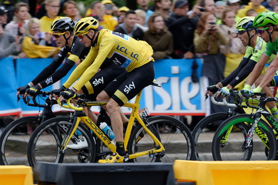 Cyclist Chris Froome Wearing Yellow Jersey