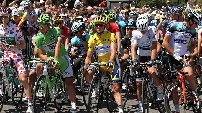 Tour de France Riders Showing Various Jereseys