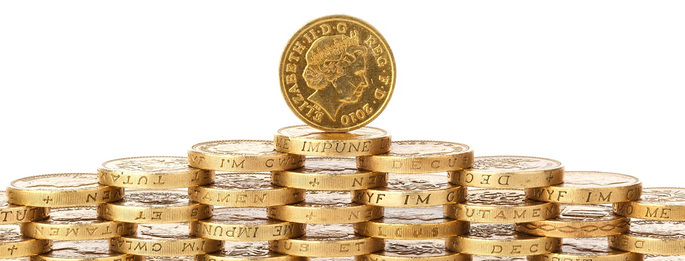 Stack of British £1 Coins