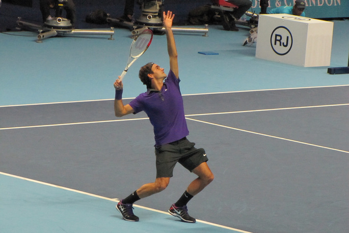 Roger Federer Serving at the ATP World Tour Finals