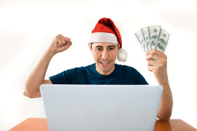 Man betting at Christmas