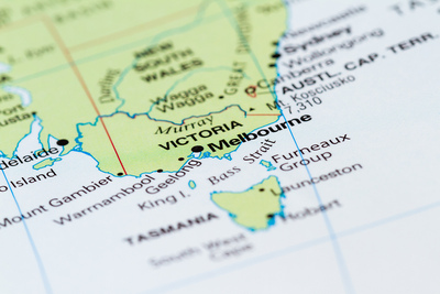 Map of Melbourne in Australia