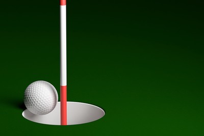 3D Golf Ball Dropping Into Hole