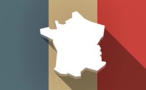 3D Map of France Against Flag