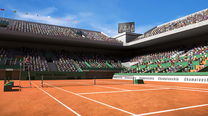 3D Rendered Clay Tennis Court