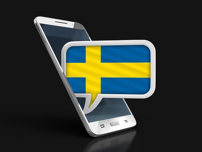 3D Smartphone with Sweden Flag Speech Bubble