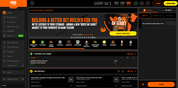 888sport Sports Betting Screenshot