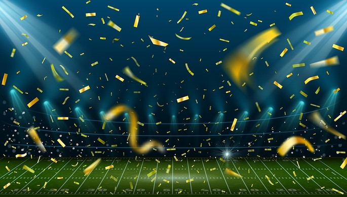 American Football Stadium with Golden Confetti