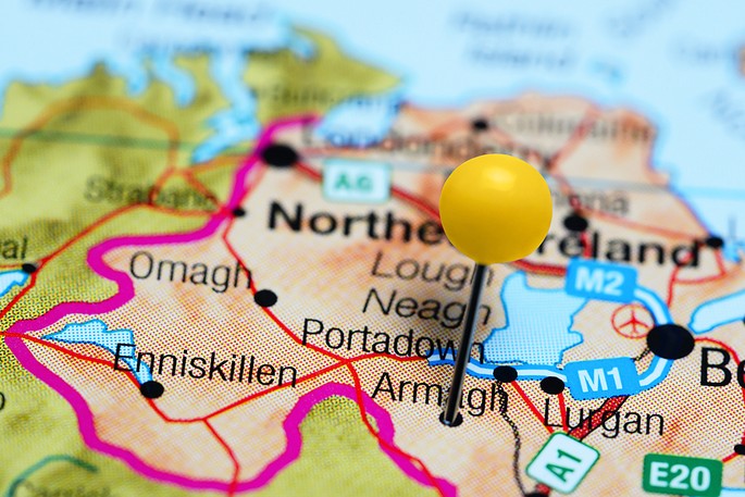 Armagh Pinned on Map of Northern Ireland