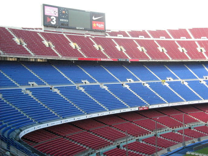 Camp Nou Stadium and Clock in Barcelona