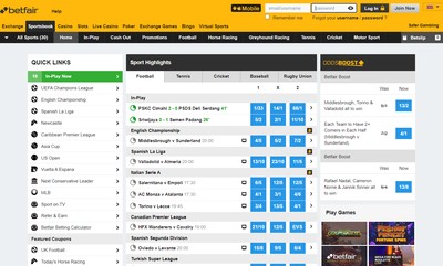 Betfair Screenshot