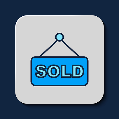 Blue Sold Sign Icon