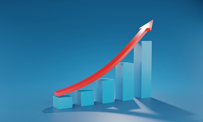 Blue and Red 3D Growth Chart