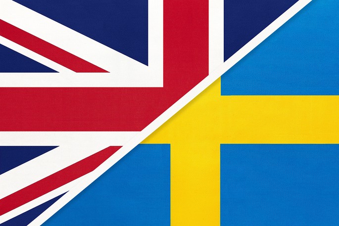 Combined Fabric Flags of the UK and Sweden