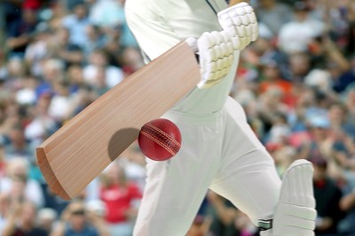 Cricket Batsman Hitting Ball in Stadium