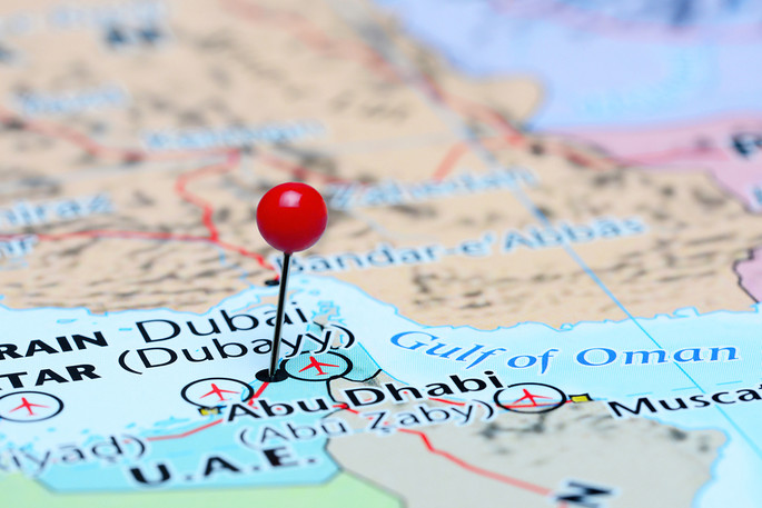 Pin in Dubai on Map