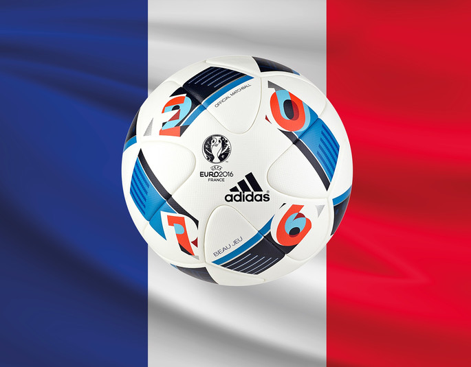 Euro 2016 Official Matchball Against French Flag