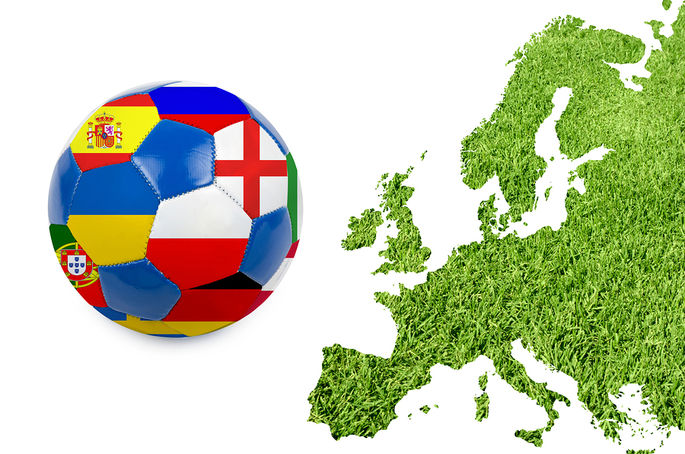 Grass Map of Europe and European Flags Football