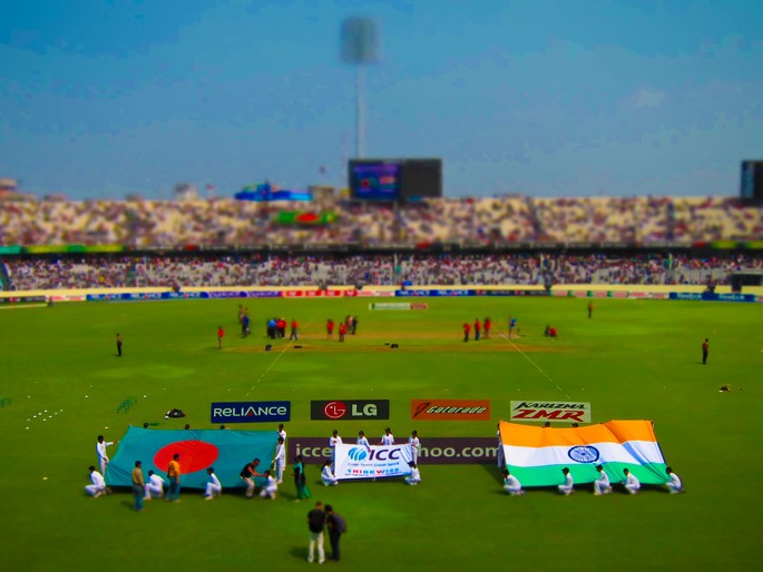 Flags of Bangladesh and India at 2011 Cricket World Cup Game