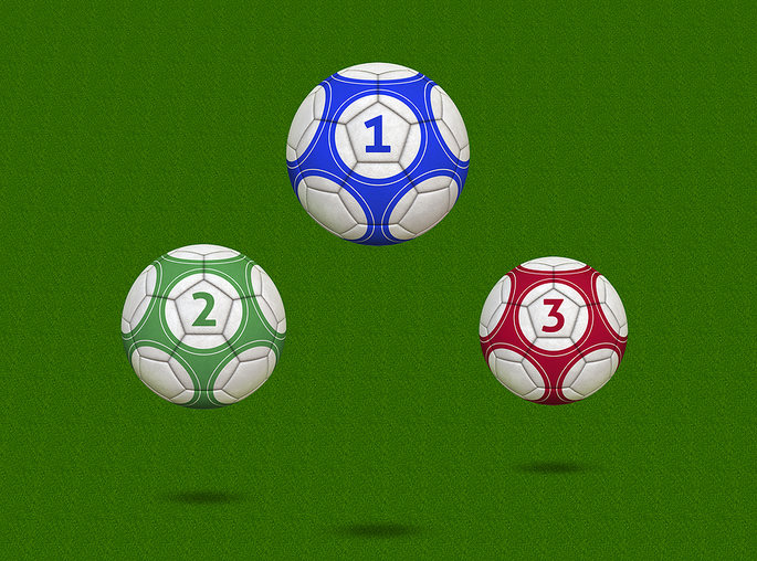Footballs Numbered One, Two, Three