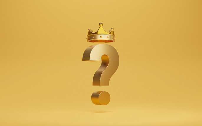Gold 3D Question Mark with Crown