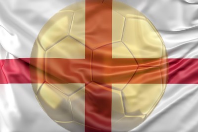 Gold Football Against England Flag