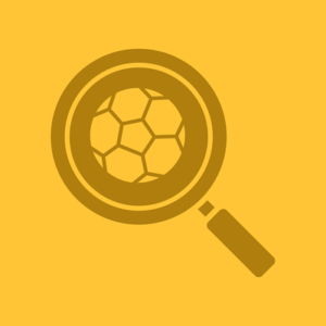 Gold Football Magnifying Glass Icon