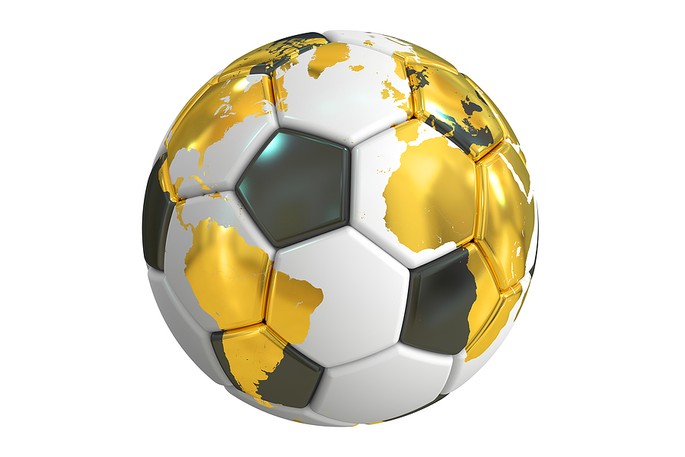 Gold World Map on 3D Football