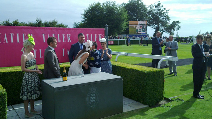 Liz Hurley and Kieren Fallon at Goodwood Race Presentation