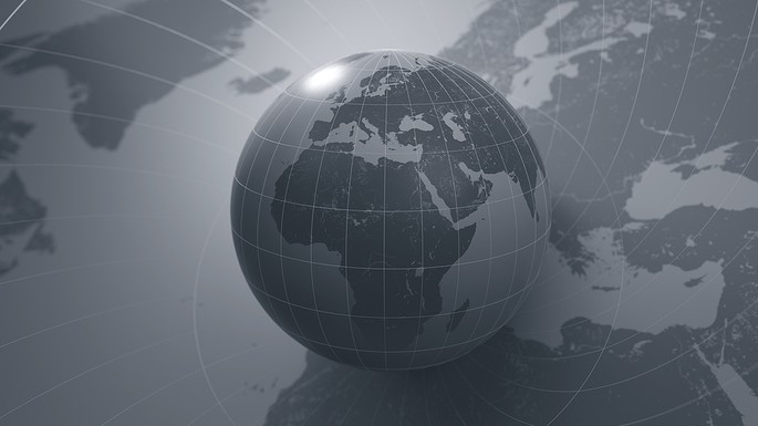 Grey World Map and Globe
