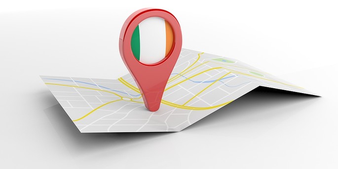 Ireland Flag 3D Location Marker on Map