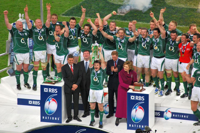 Ireland's Brian O'Driscoll Lifting Six Nations Trophy