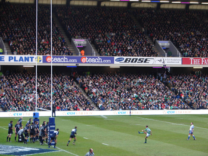 Ireland Scoring a Conversion Against Scotland