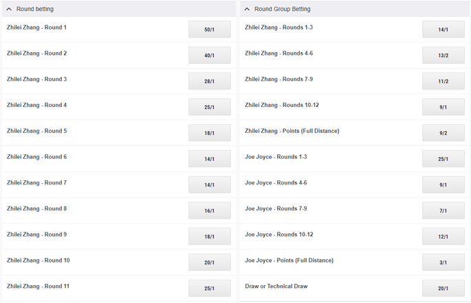 Ladbrokes Boxing Round Betting