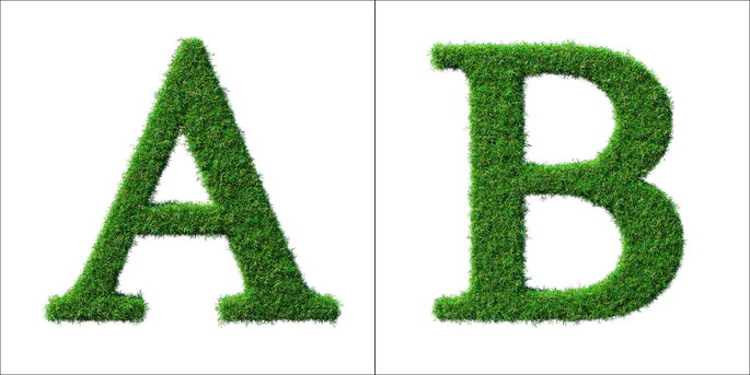 Letters A and B Made of Grass