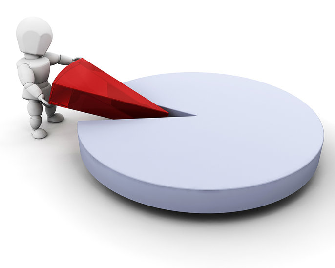 Man Removing Slice From Pie Chart