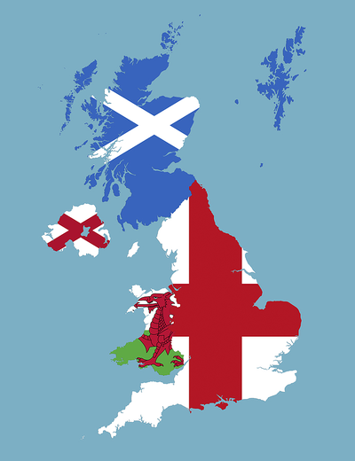 Map of the UK with Territory Flags