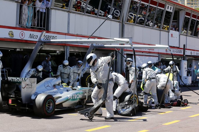 Mercedes Pit Stop at the Monaco Grand Prix