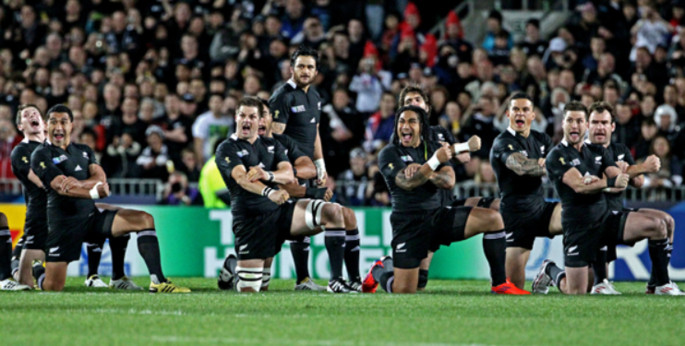 New Zealand Rugby Union Players Performing the Haka