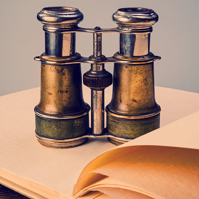 Old Binoculars on Notebook