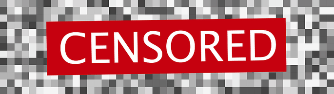 Red Censored Label on Pixelated Background