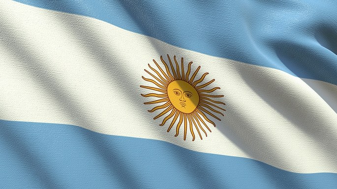 Rippled Argentina Flag Close Up