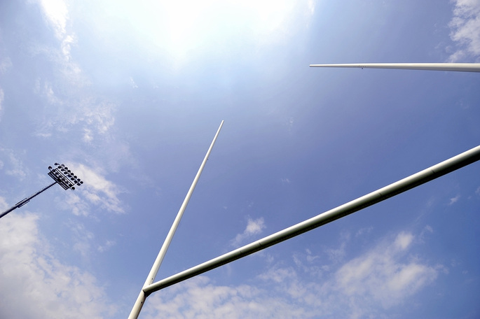 Rugby Posts Against a Blue Sky