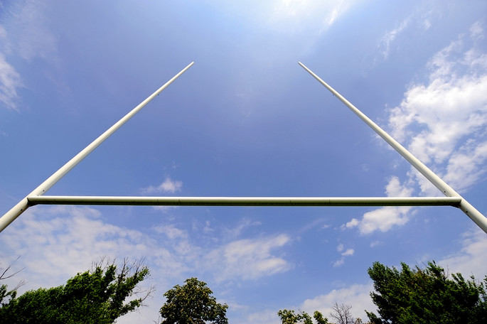 Rugby Posts Against a Blue Sky