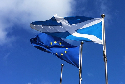 Scotland and EU Flags