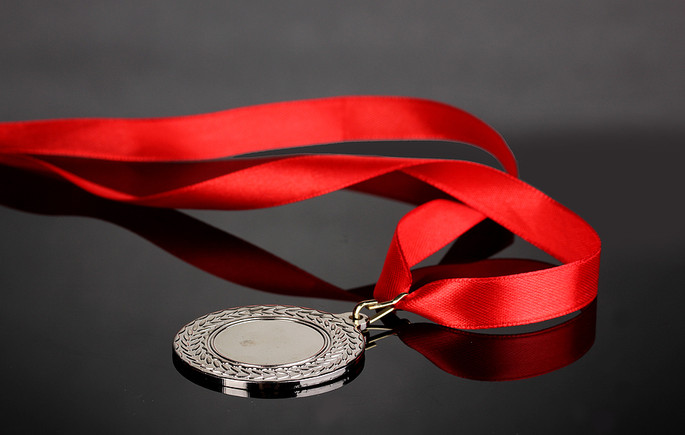 Silver Medal with Red Ribbon