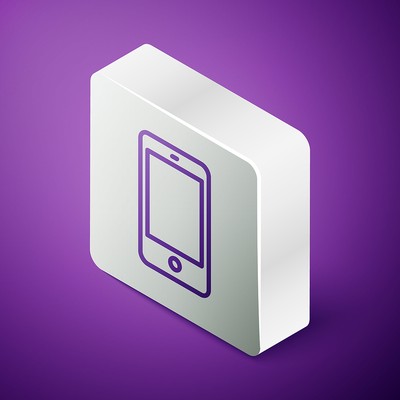 Smartphone Icon Against Purple Background