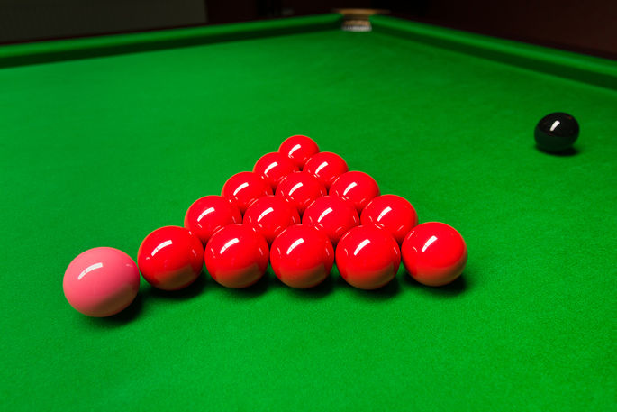 Snooker Set Up of the Pink, Red and Black Balls