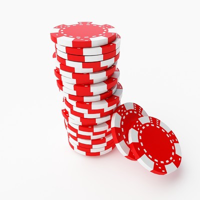 Stack of Red Casino Chips Isolated